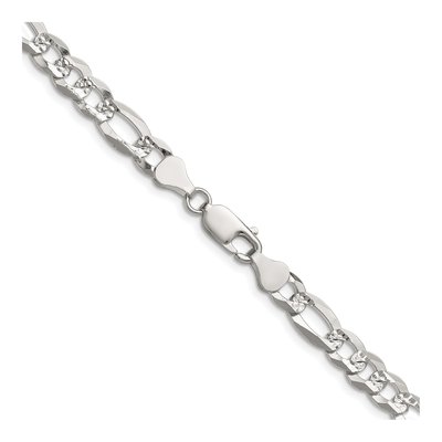 Sterling Silver 7mm Diamond-Cut Flat Pave Figaro Chain – view 3