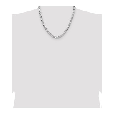Sterling Silver 7mm Diamond-Cut Flat Pave Figaro Chain – view 4