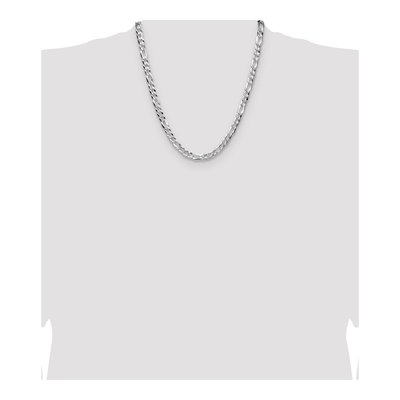 Sterling Silver 7mm Diamond-Cut Flat Pave Figaro Chain – view 4