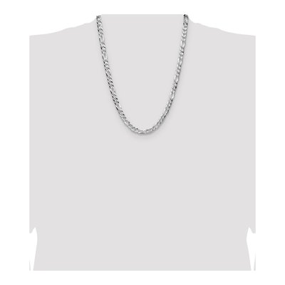 Sterling Silver 7mm Diamond-Cut Flat Pave Figaro Chain – view 4