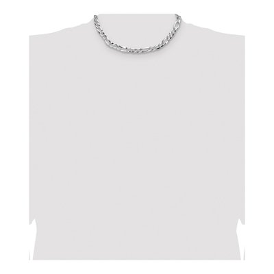 Sterling Silver 7.9mm Diamond-Cut Flat Pave Figaro Chain – view 4