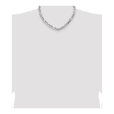 Sterling Silver 7.9mm Diamond-Cut Flat Pave Figaro Chain – view 4