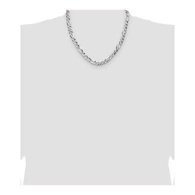 Sterling Silver 7.9mm Diamond-Cut Flat Pave Figaro Chain – view 4