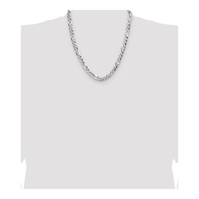 Sterling Silver 7.9mm Diamond-Cut Flat Pave Figaro Chain – view 4