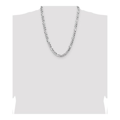 Sterling Silver 7.9mm Diamond-Cut Flat Pave Figaro Chain – view 4