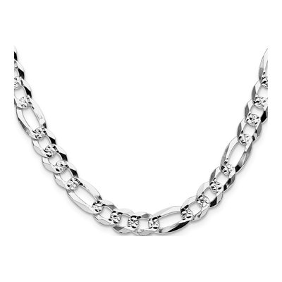 Sterling Silver 8.5mm Diamond-Cut Flat Pave Figaro Chain – view 2
