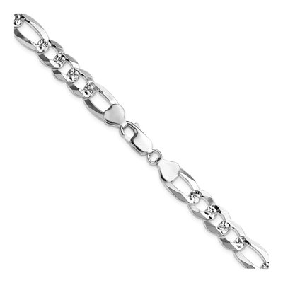 Sterling Silver 8.5mm Diamond-Cut Flat Pave Figaro Chain – view 3