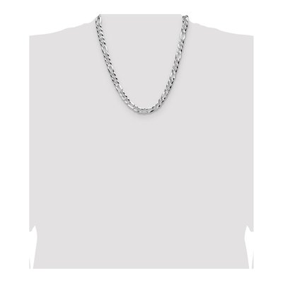 Sterling Silver 8.5mm Diamond-Cut Flat Pave Figaro Chain – view 4