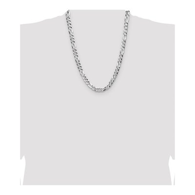 Sterling Silver 8.5mm Diamond-Cut Flat Pave Figaro Chain – view 4