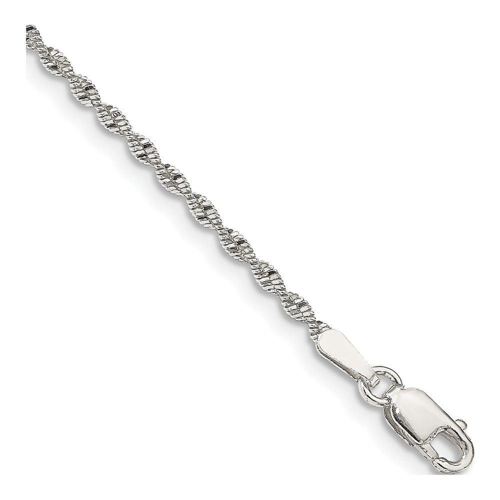Sterling Silver 1.65mm Twisted Herringbone Chain Bracelet