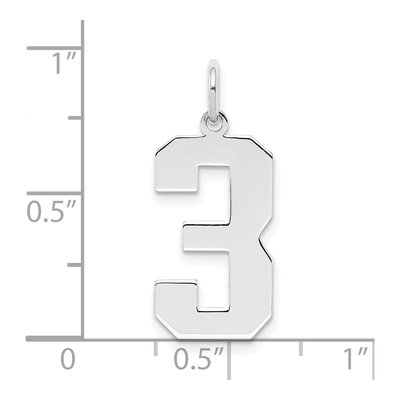 Sterling Silver Number 3 Charm – view 3