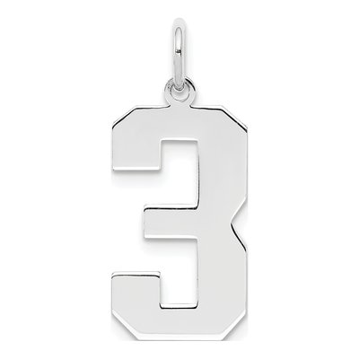 Sterling Silver Number 3 Charm