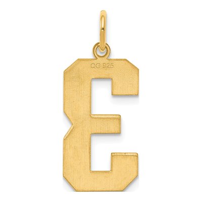 Sterling Silver Gold-Plated Number 3 Charm – view 3