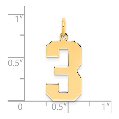 Sterling Silver Gold-Plated Number 3 Charm – view 4