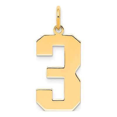 Sterling Silver Gold-Plated Number 3 Charm