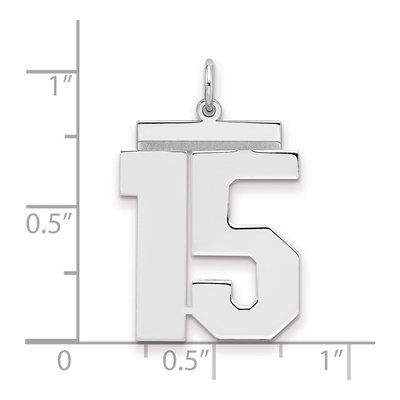 Sterling Silver Number 15 Pendant – view 2