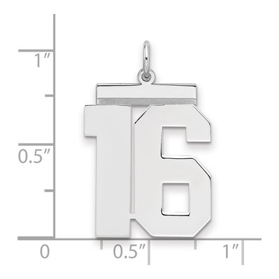 Sterling Silver Number 16 Pendant – view 2