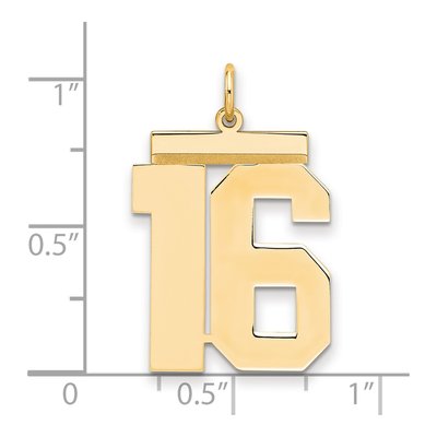 Gold Plated Sterling Silver Number 16 Charm – view 2