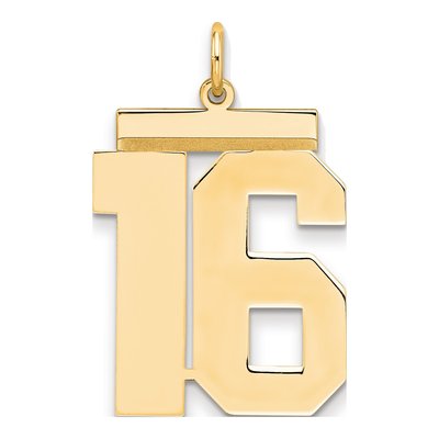 Gold Plated Sterling Silver Number 16 Charm
