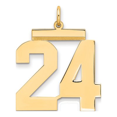 Sterling Silver Gold-Plated Number 24 Charm