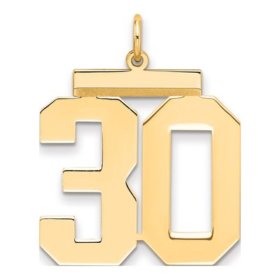 Sterling Silver Gold-Plated Number 30 Charm