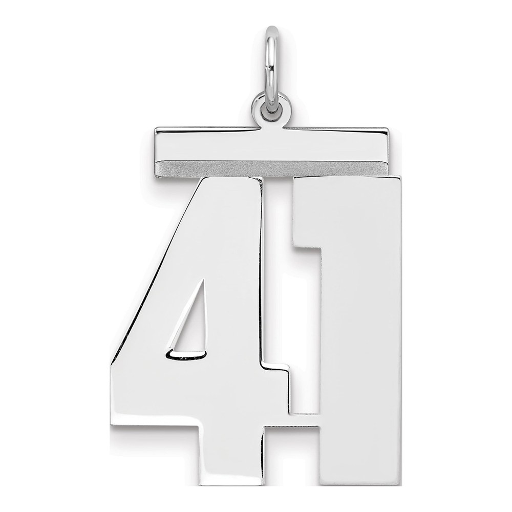 Sterling Silver Number 41 Charm Pendant, Rhodium-Plated