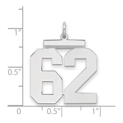 Sterling Silver Number 62 Charm – view 2