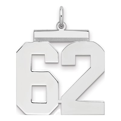 Sterling Silver Number 62 Charm