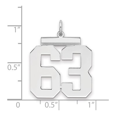 Sterling Silver Number 63 Pendant – view 2
