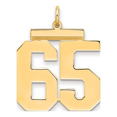 Gold-Plated Sterling Silver Number 65 Charm