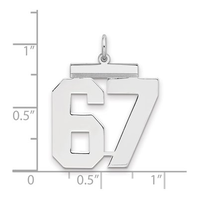 Sterling Silver Number 67 Pendant – view 2