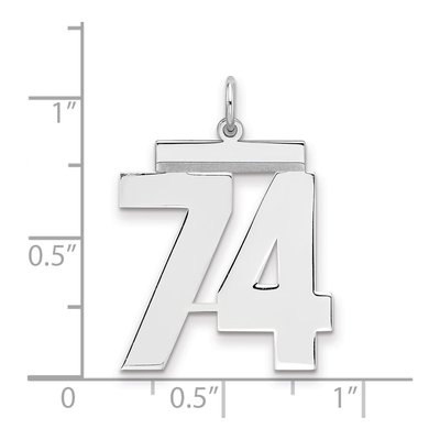 Sterling Silver Number 74 Pendant – view 2