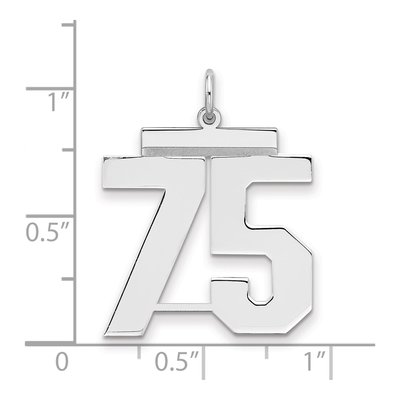 Sterling Silver Number 75 Charm – view 2