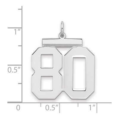 Sterling Silver Number 80 Charm – view 2