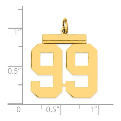 Sterling Silver Gold-Plated Number 99 Charm – view 2