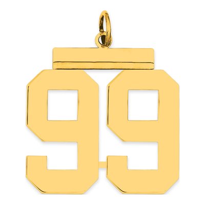 Sterling Silver Gold-Plated Number 99 Charm