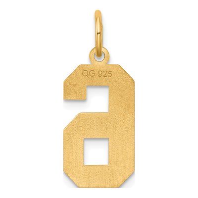 Sterling Silver Gold-Plated Number 6 Charm – view 3