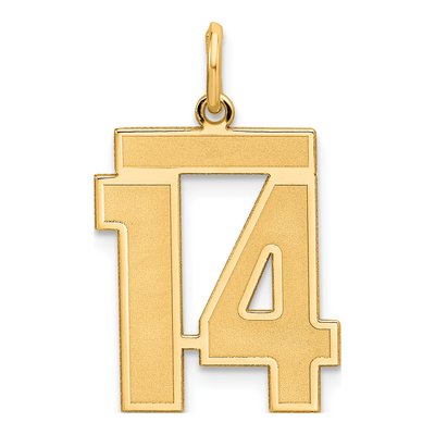 Sterling Silver Gold-Plated Number 14 Charm