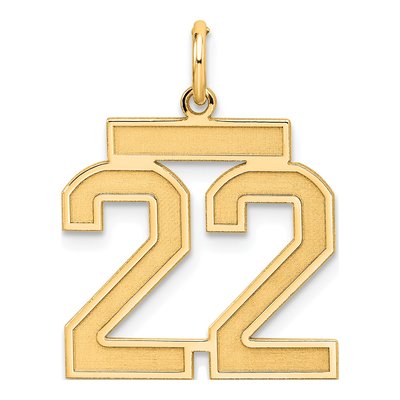 Sterling Silver Gold-Plated Number 22 Charm