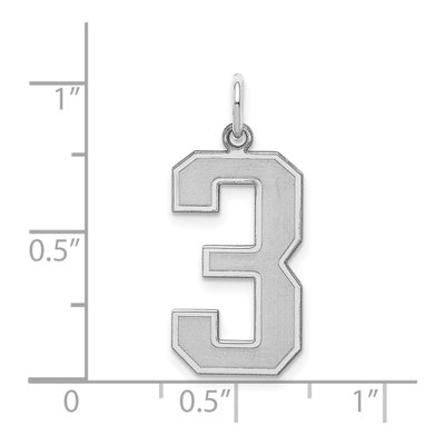 Sterling Silver Number 3 Charm – view 3