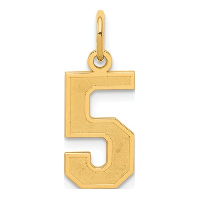 Sterling Silver Gold-Plated Number 5 Charm