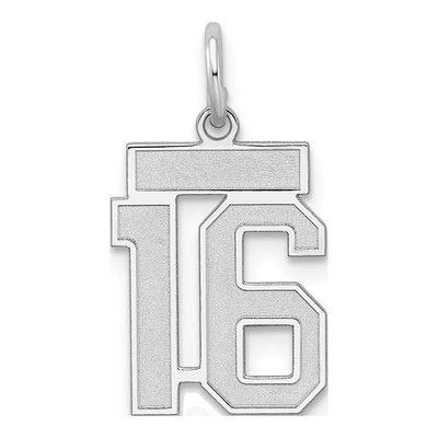Sterling Silver Number 16 Charm