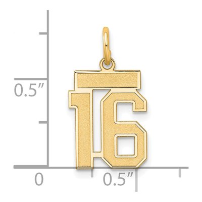 Sterling Silver Gold-Plated Number 16 Charm – view 3