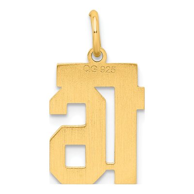 Sterling Silver Gold-Plated Number 16 Charm – view 4
