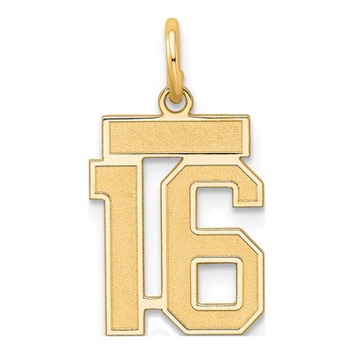 Sterling Silver Gold-Plated Number 16 Charm