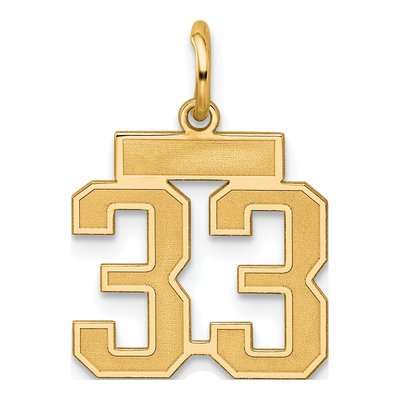 Sterling Silver Gold-Plated Number 33 Charm