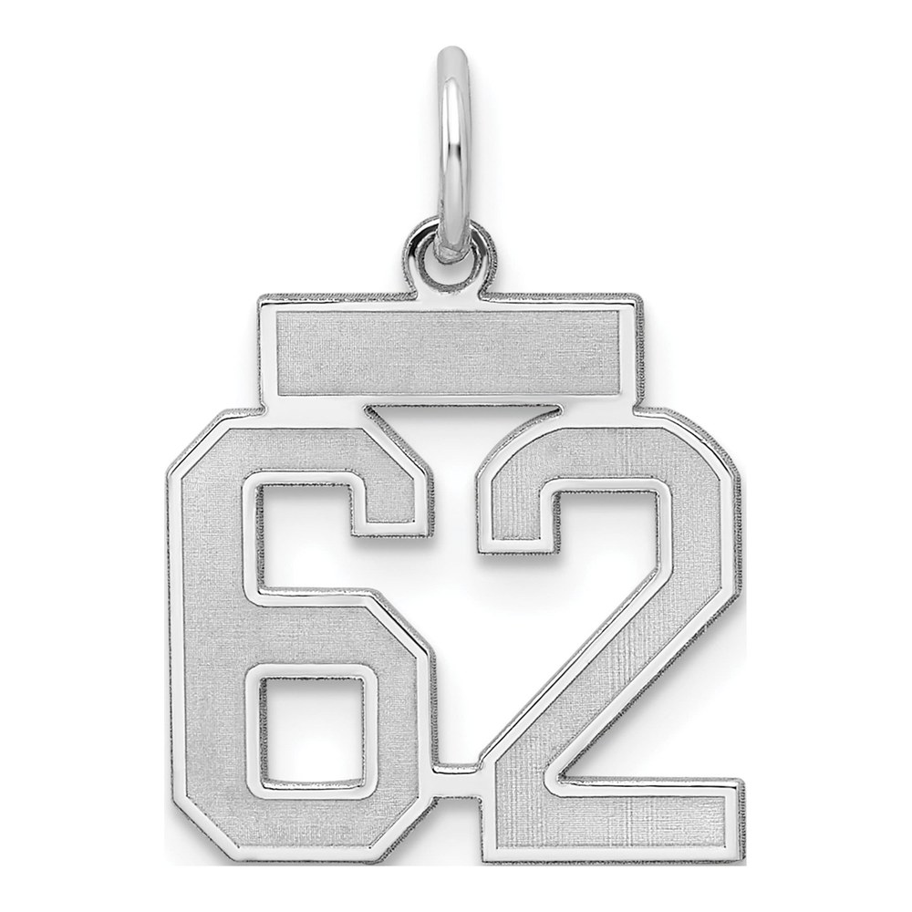 Sterling Silver Number 62 Charm