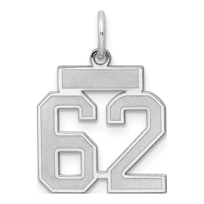 Sterling Silver Number 62 Charm