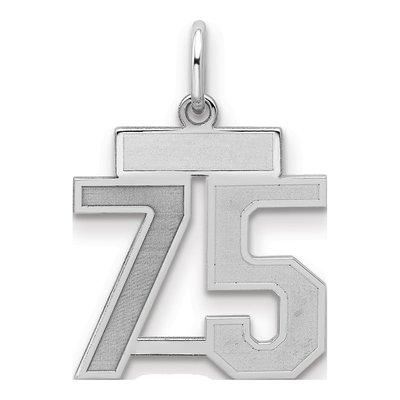 Sterling Silver Number 75 Charm