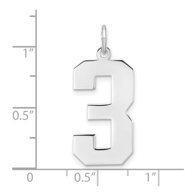 Sterling Silver Number 3 Charm – view 5